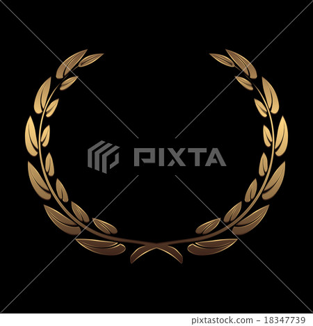 Stock Illustration: Vector gold award wreaths, laurel on black