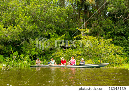 Boat With Tourists In Amazonian Jungle 18348189