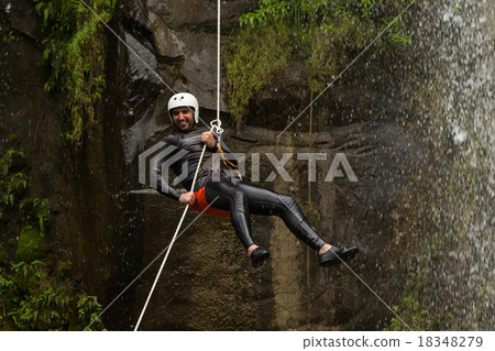 Waterfall Rappelling On Canyoning Adventure 18348279