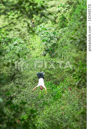 Adult Man On Zip Line As Batman 18348578