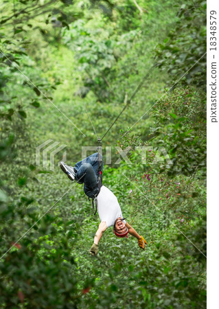 Adult Man On Zip Line As Batman 18348579