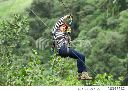 Woman On Zip Line 18348582