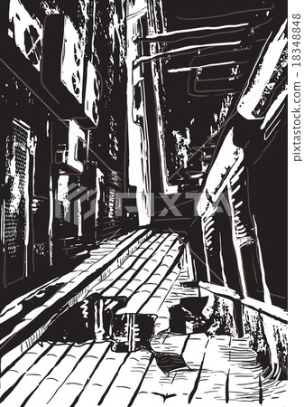 night street, freehand vector illustration night street, freehand vector illustration 18348848