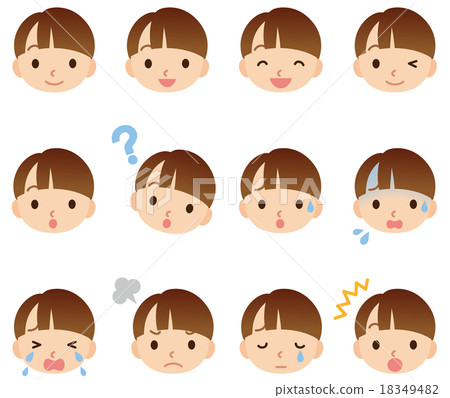 Children boys face icon expression set - Stock Illustration [18349482 ...