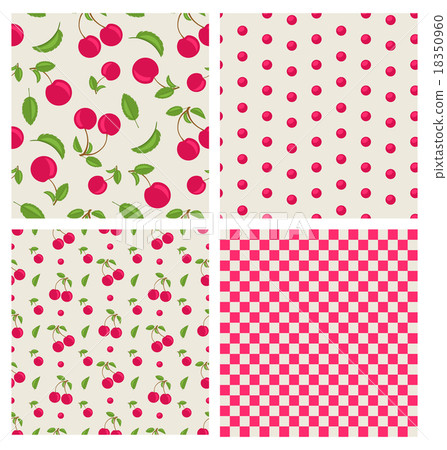 Set seamless cherry pattern - Stock Illustration [18350960] - PIXTA