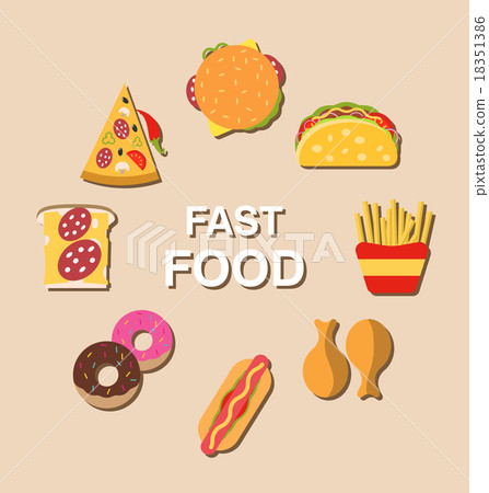 Set Fast Food Flat Icons with Shadows 18351386