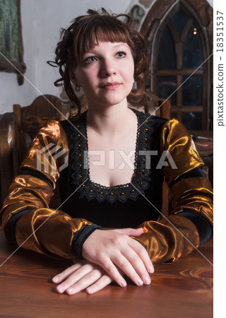 Attractive woman in dress of retro baroque style 18351537