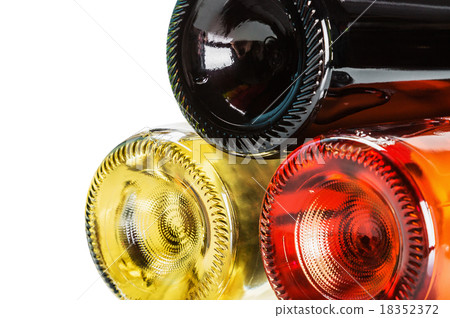 bottom of the bottles of wine of different sorts 18352372
