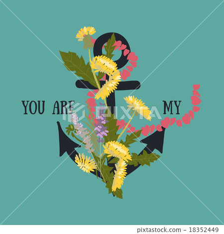 Background with flowers Dandelion and anchor Background with flowers Dandelion and anchor 18352449