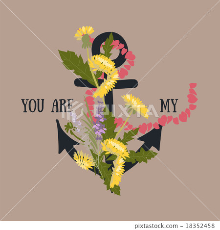 Background with flowers Dandelion and anchor  18352458
