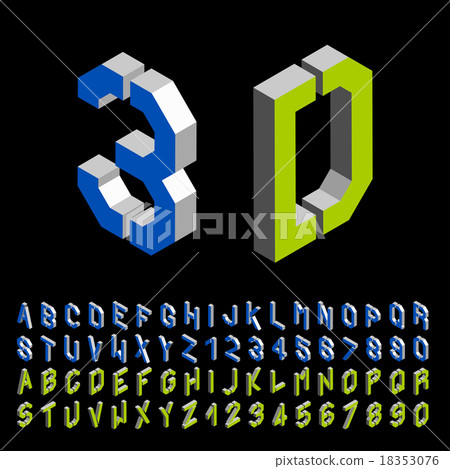 3D stencil angular isometric font alphabet 3D stencil angular isometric font alphabet 18353076