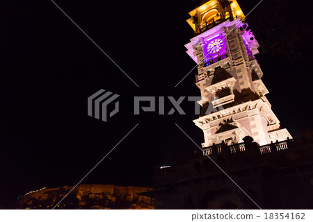 India Jodhpur's clock tower and fort pink 18354162