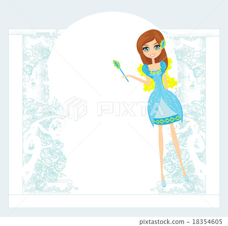 floral background with a beautiful fairy 18354605