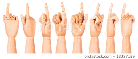 wooden finger pointing or touching wooden finger pointing or touching 18357189