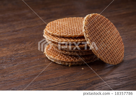 Waffles with caramel on wood 18357786