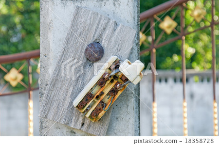 Old retro and broken rust electric circuit breaker 18358728