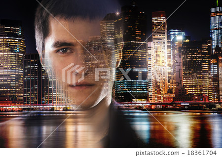 Businessman in New York City at the night 18361704