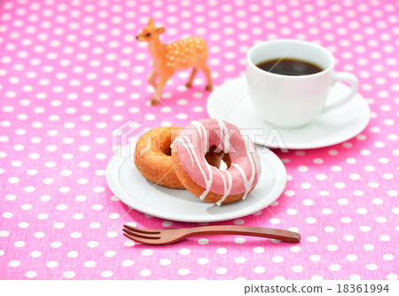 Cute donut and coffee tea time. 18361994