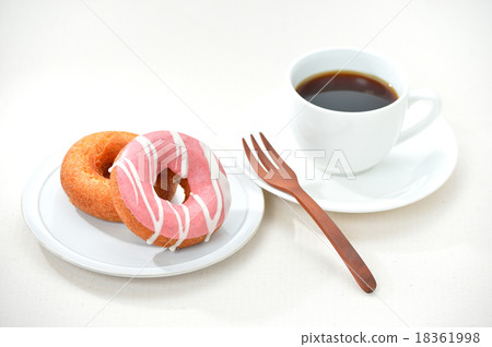 Caution) Because the background is canvas, there is a small black spot. Cute donut and coffee tea time. Caution) Because the background is canvas, there is a small black spot. Cute donut and coffee tea time. 18361998