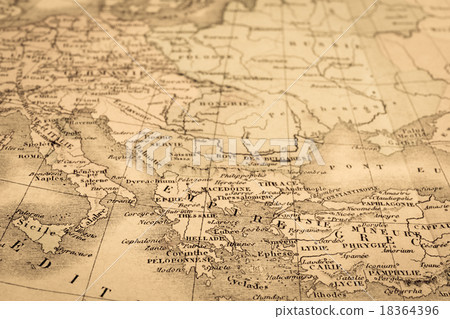 Antique world map Greece Antique world map Greece 18364396