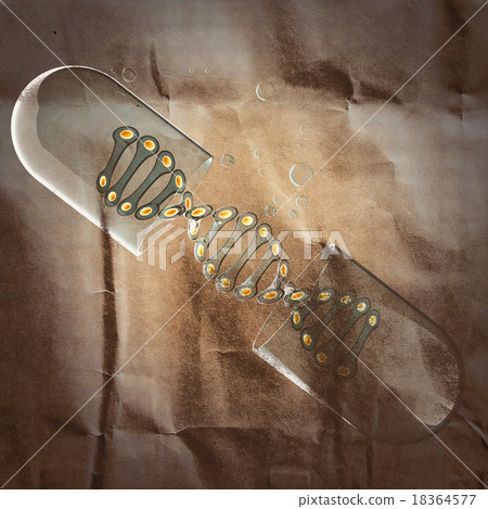 Transparent capsule  painted on paper 18364577