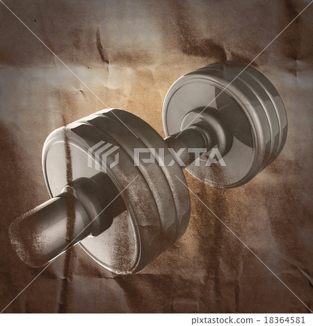 Metal dumbbell painted on paper Metal dumbbell painted on paper 18364581