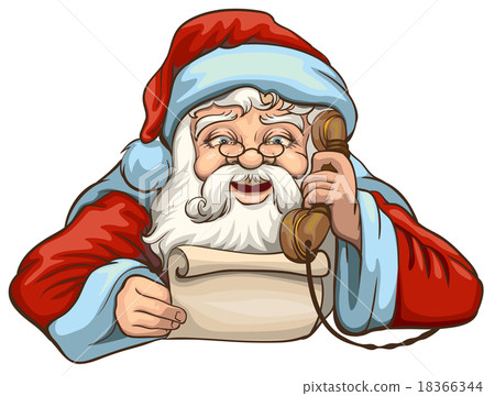 Santa reading letter and talking on phone Santa reading letter and talking on phone 18366344