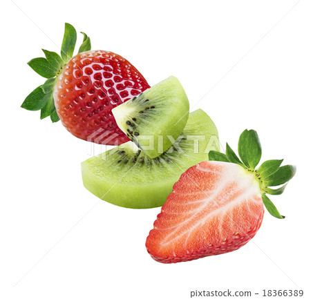 Kiwi strawberry diagonal composition isolated 18366389