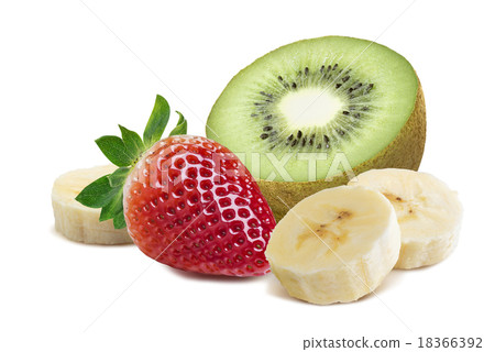 Strawberry kiwi half piece banana 5 isolated  18366392