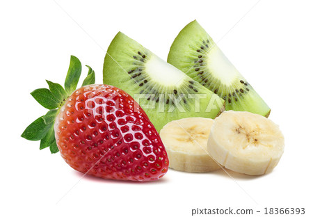 Strawberry kiwi quarter piece banana 3 isolated  18366393