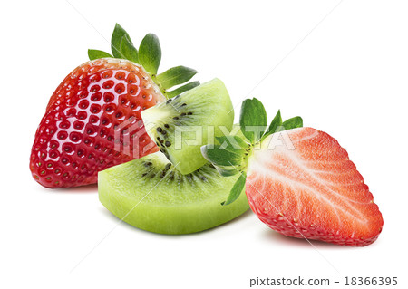 Strawberry kiwi composition diagonal isolated Strawberry kiwi composition diagonal isolated 18366395