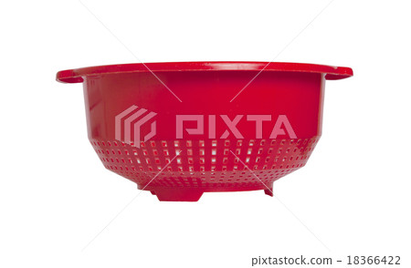 Red empty colander isolated Red empty colander isolated 18366422