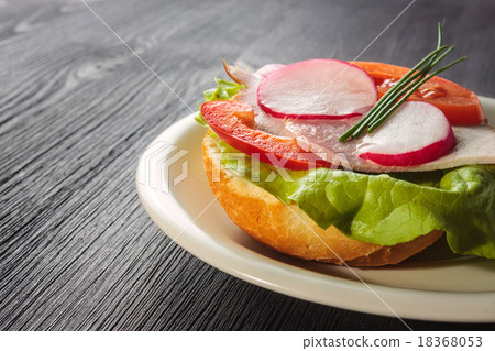 Open faced sandwich with ham meat Open faced sandwich with ham meat 18368053