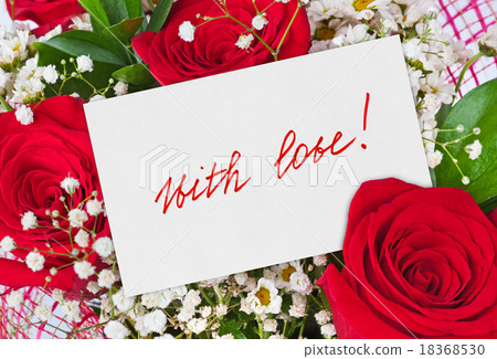 Roses bouquet and greeting card 18368530