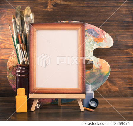 picture frame and paints on wood picture frame and paints on wood 18369055