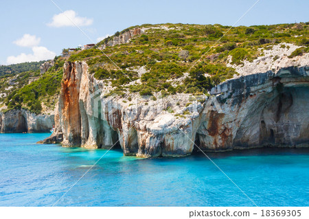 Beautiful blue caves on Zakynthos island, Greece Beautiful blue caves on Zakynthos island, Greece 18369305