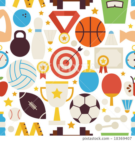 Fitness Sport Competition Flat Seamless Pattern 18369407