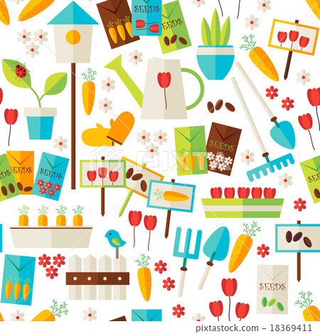 Flat Design Nature Gardening Environment Pattern Flat Design Nature Gardening Environment Pattern 18369411