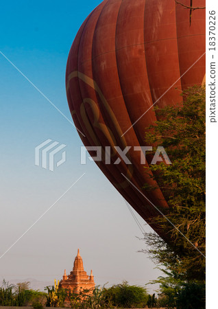 Balloon in Bagan with a golden Pagoda 18370226