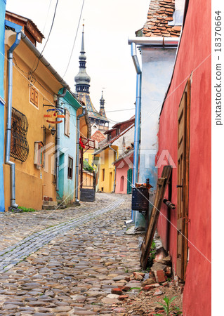 Medieval street view in Sighisoara 18370664