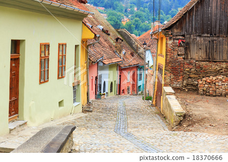 Medieval street view in Sighisoara 18370666