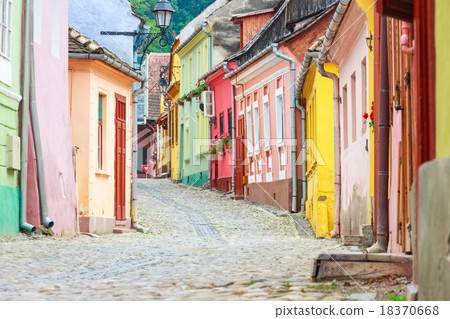 Medieval street view in Sighisoara 18370668