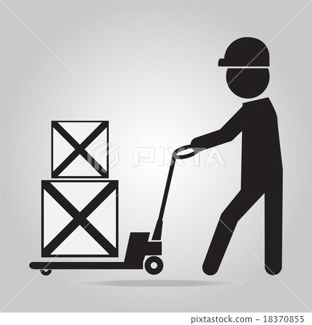 Man with hand pallet jack lift sign-插圖素材 [18370855] - PIXTA圖庫