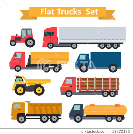 Flat Trucks Set Vector Illustration Flat Trucks Set Vector Illustration 18372320