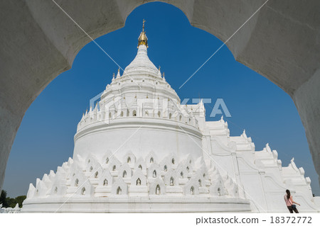 White pagoda of Hsinbyume in Mingun, Myanmar 18372772