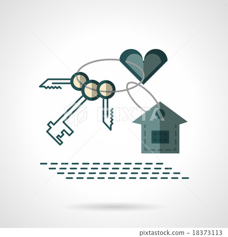 Key chain heart and house flat vector icon - Stock Illustration ...