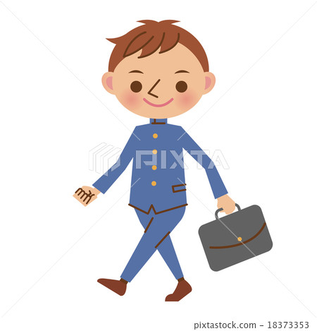 Male junior high school student / high school student in walking school uniform 18373353