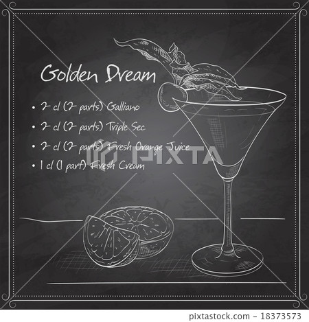 Alcoholic Cocktail Golden dream on black board Alcoholic Cocktail Golden dream on black board 18373573