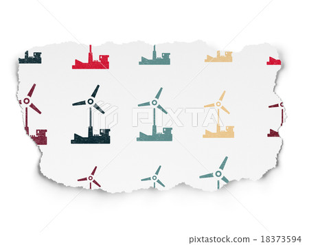 Industry concept: Windmill icons on Torn Paper Industry concept: Windmill icons on Torn Paper 18373594