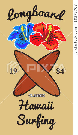 Hawaii surfers. t-shirt graphic. Vector 18375708